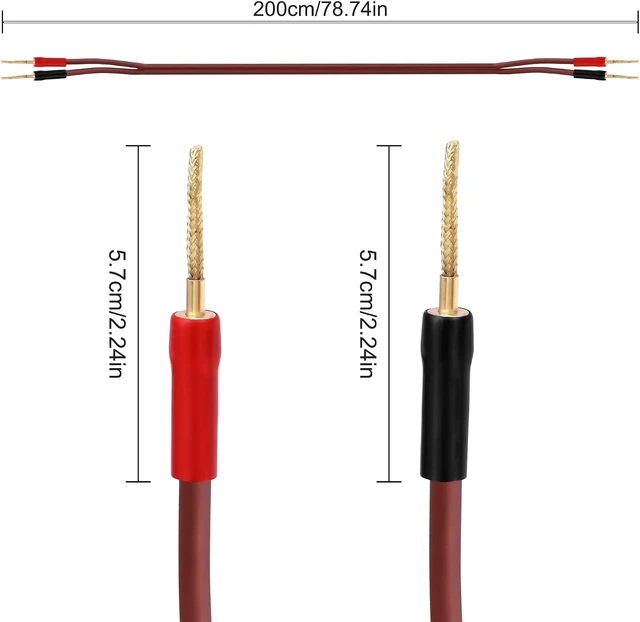 Alt view image 6 of 7 - XMSJSIY Flex Pin Banana Speaker Cable 14AWG HiFi Audio OFC - 2M/6.56FT
