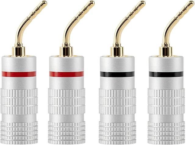 Main image of 4 PCS Gold Plated Pin Banana Plugs, Screw Type Speaker Cable Connectors