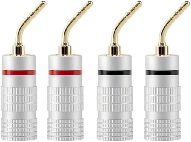 Alt view image 2 of 2 - 4 PCS Gold Plated Pin Banana Plugs, Screw Type Speaker Cable Connectors