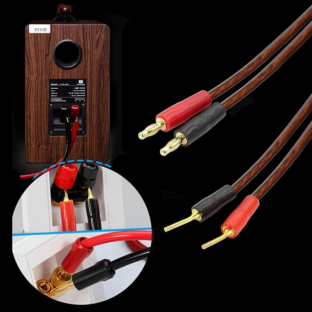 Alt view image 2 of 7 - XMSJSIY HiFi OFC Speaker Cable with Banana Plug to Pin Type Plug 4mm -2M