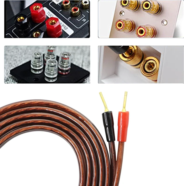 Alt view image 3 of 7 - XMSJSIY HiFi OFC Speaker Cable with Banana Plug to Pin Type Plug 4mm -2M