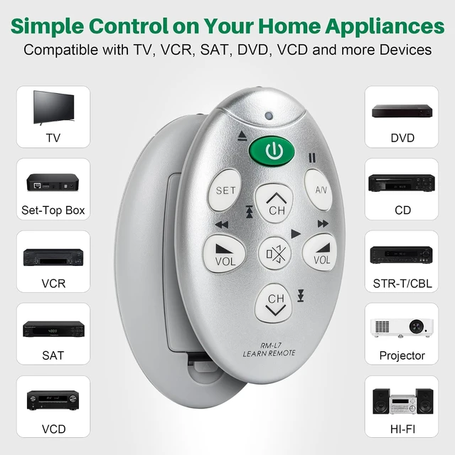 Alt view image 2 of 7 - Mini Learning Remote for TV/VCR/SAT/Set-TOP Box/VCD/DVD/CD with 7 Keys