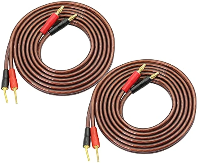 Alt view image 7 of 7 - XMSJSIY HiFi OFC Speaker Cable with Banana Plug to Pin Type Plug 4mm -2M