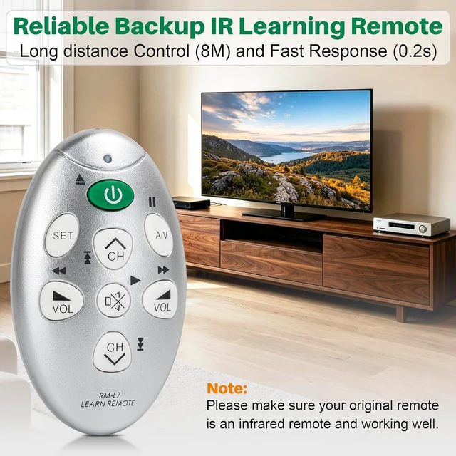 Alt view image 4 of 7 - Mini Learning Remote for TV/VCR/SAT/Set-TOP Box/VCD/DVD/CD with 7 Keys