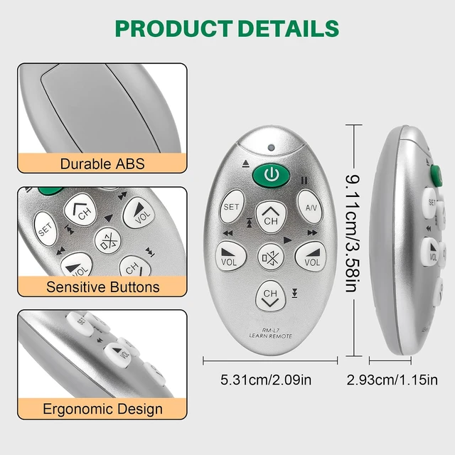 Alt view image 6 of 7 - Mini Learning Remote for TV/VCR/SAT/Set-TOP Box/VCD/DVD/CD with 7 Keys