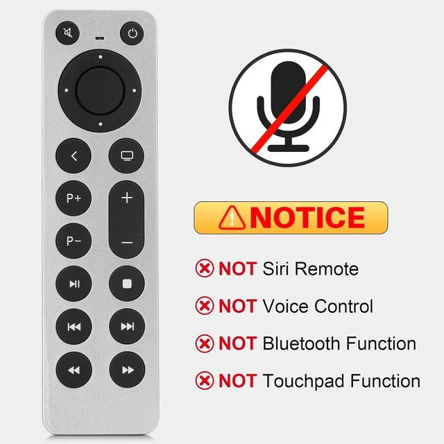 Alt view image 3 of 7 - Replacement for Apple TV 4K / Gen 1 2 3 4 Remote Control(NO Siri and Voice)