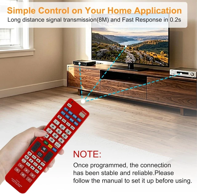 Alt view image 6 of 7 - 8-in-1 Universal Remote for TV SAT DVD AUX CD VCR HD DVR with IR Learning