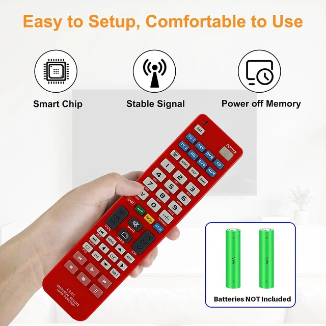 Alt view image 7 of 7 - 8-in-1 Universal Remote for TV SAT DVD AUX CD VCR HD DVR with IR Learning