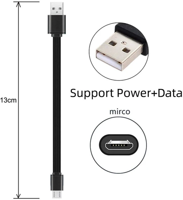 Alt view image 6 of 7 - chenyang USB 2.0 Short Flat Cable, USB 2.0 Type A Male to Micro USB Male 4 Wires 5V 2A Charge Data Extension Silicone Cable 4 Wires 30AWG 13cm