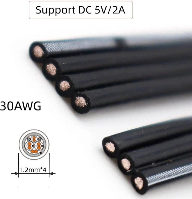 Alt view image 4 of 7 - chenyang USB 2.0 Short Flat Cable, USB 2.0 Type A Male to Micro USB Male 4 Wires 5V 2A Charge Data Extension Silicone Cable 4 Wires 30AWG 13cm