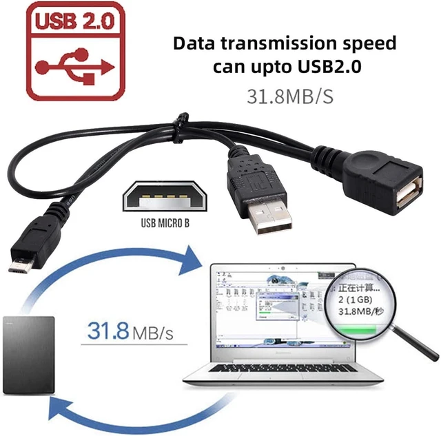 Main image of Cablecc Black Color Micro USB 2.0 OTG Host Flash Disk Cable with USB power for Galaxy S3 i9300 S4 i9500 Note2 N7100 Note3 N9000 & S5 i9600