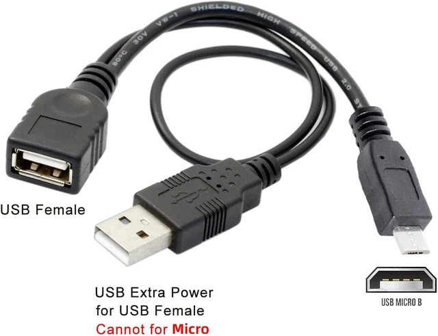 Alt view image 2 of 7 - Cablecc Black Color Micro USB 2.0 OTG Host Flash Disk Cable with USB power for Galaxy S3 i9300 S4 i9500 Note2 N7100 Note3 N9000 & S5 i9600