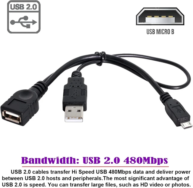 Alt view image 3 of 7 - Cablecc Black Color Micro USB 2.0 OTG Host Flash Disk Cable with USB power for Galaxy S3 i9300 S4 i9500 Note2 N7100 Note3 N9000 & S5 i9600