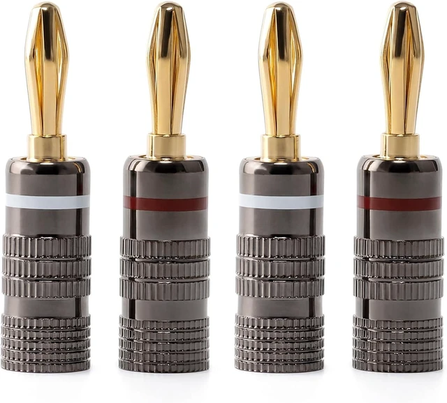 Main image of 2 Pairs Banana Plugs, 24K Gold Plated Closed Dual Screw Speaker Connector