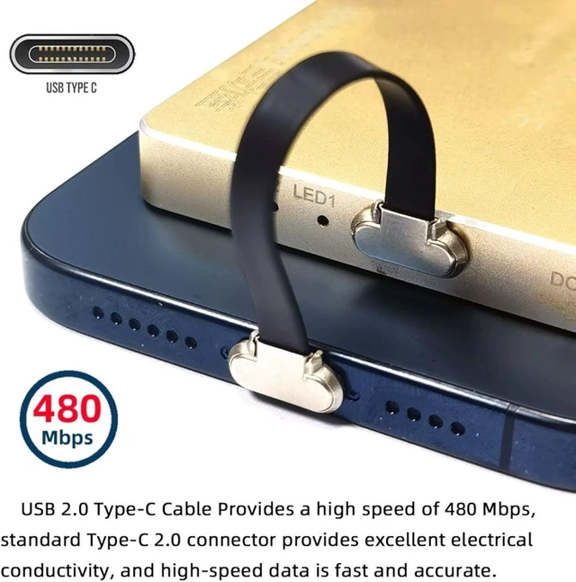 Alt view image 6 of 7 - chenyang 2 Pack 2.76Inch USB C Short Flat Cable,USB 2.0 Type C Dual 90 Degree Angled PD 65W Fast Charge Data Extension Cable for Power Bank