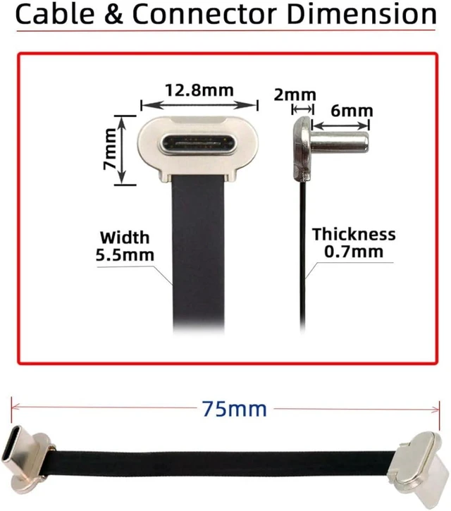 Alt view image 7 of 7 - chenyang 2 Pack 2.76Inch USB C Short Flat Cable,USB 2.0 Type C Dual 90 Degree Angled PD 65W Fast Charge Data Extension Cable for Power Bank