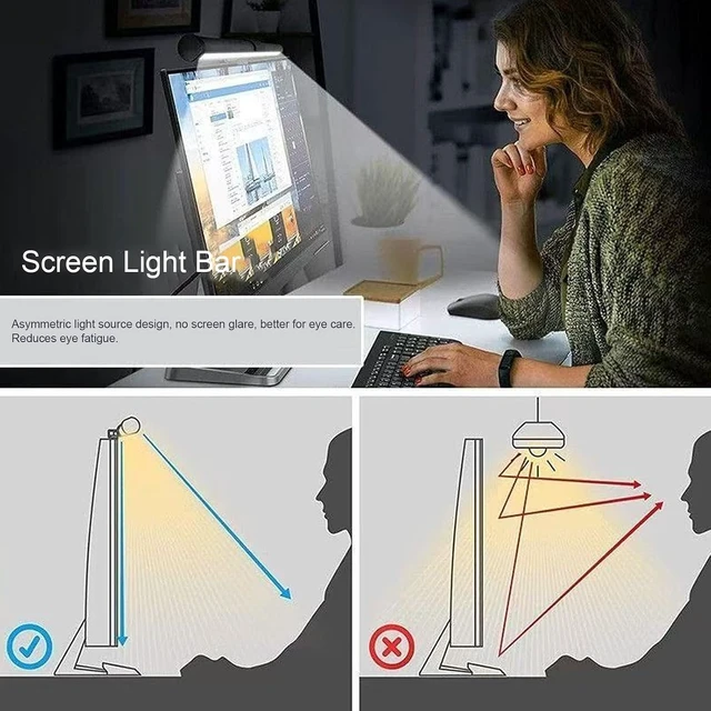 Alt view image 3 of 7 - LICAEVEY Computer Monitor Light, Monitor Light Bar, 3 Color Temperature Dimmable LED Screen Lamp, Eye Care Desk Lamp for Working, Reading, Home Office