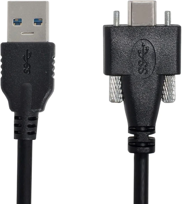 Alt view image 3 of 7 - cablecc USB 3.1 Type-C Dual Screw Locking to Standard USB3.0 Data Cable 3m Panel Mount Type