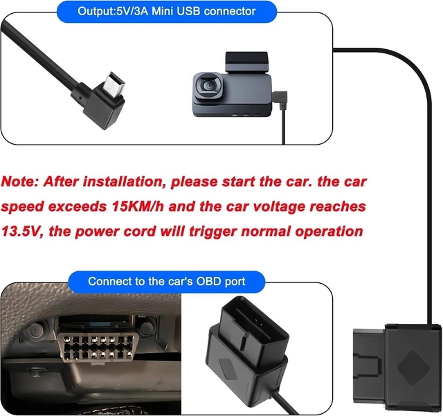 Alt view image 6 of 7 - XMSJSIY 90 Degree Right Angle Mini USB to OBD Parking Monitor Power Cable