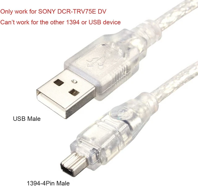 Alt view image 3 of 7 - chenyang USB 2.0 Male to Firewire IEEE 1394 4Pin Male iLink Cable Adapter Only Compatible with Sony DCR-TRV75E 4.92FT/1.5M