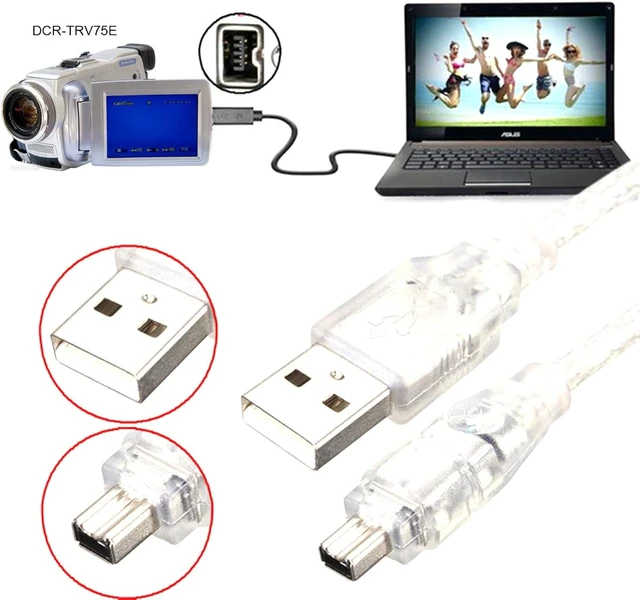 Alt view image 2 of 7 - chenyang USB 2.0 Male to Firewire IEEE 1394 4Pin Male iLink Cable Adapter Only Compatible with Sony DCR-TRV75E 4.92FT/1.5M