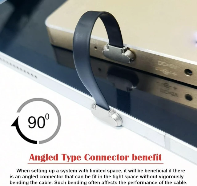 Alt view image 2 of 7 - chenyang Micro USB Short Flat Cable, USB 2.0 Micro USB 5Pin Dual 90 Degree Angled 5V2A Fast Charge Data Extension Cable 0.52FT
