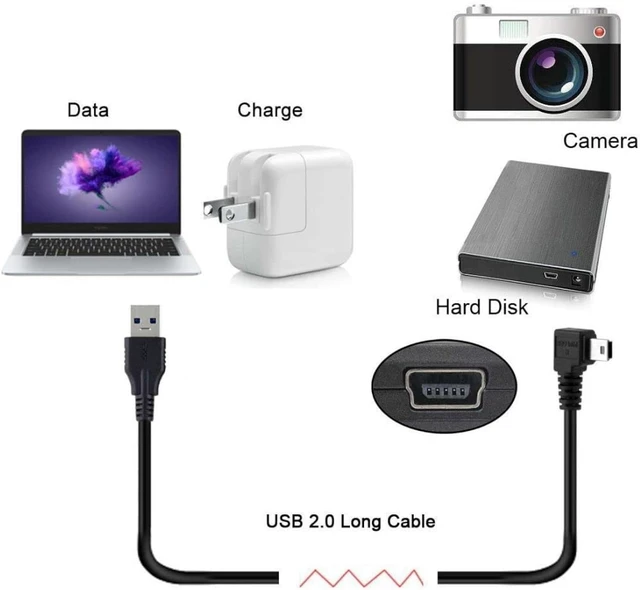 Alt view image 2 of 7 - chenyang Mini USB Cable USB 2.0 Male to Mini USB 5 Pin Male 90 Degree UP Angled Charging Data Transfer Extension Cable 0.50M for Dash Cam/GPS/Microphone