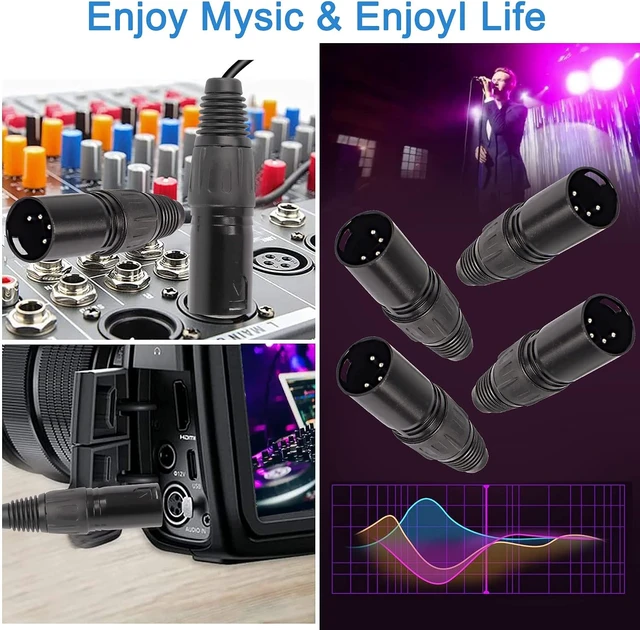 Alt view image 5 of 7 - XMSJSIY 4 Pin XLR Male Plugs Connectors XLR-M Plug Audio Mic Microphone