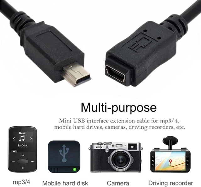 Alt view image 2 of 7 - chenyang Mini USB Extension Cable, USB 2.0 Mini USB 5Pin Male to Female Power Charging Data Transfer Extension Cable for Dash Cam/GPS/Camera 4.92FT/1.5M