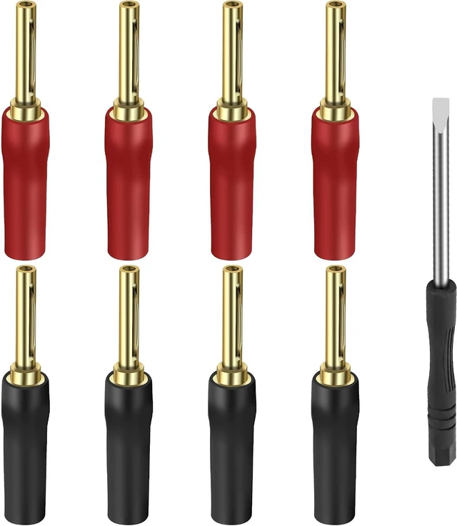 Main image of XMSJSIY 4MM Speaker Banana Plugs HiFi Screw Locking Banana Pins - 4 Pairs