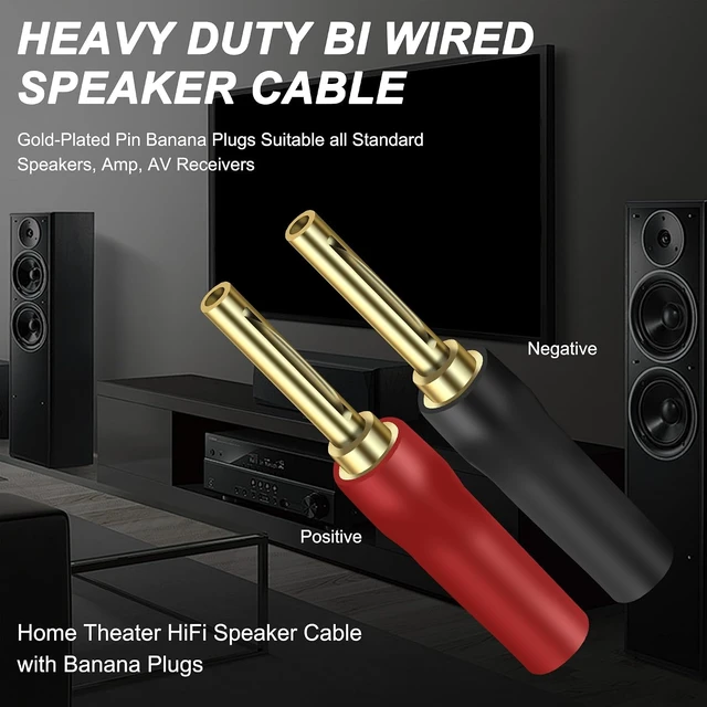 Alt view image 5 of 7 - XMSJSIY 4MM Speaker Banana Plugs HiFi Screw Locking Banana Pins - 4 Pairs