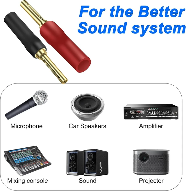 Alt view image 7 of 7 - XMSJSIY 4MM Speaker Banana Plugs HiFi Screw Locking Banana Pins - 4 Pairs