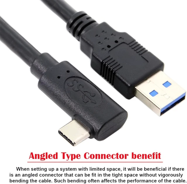 Alt view image 4 of 7 - CY Fit for Quest Link VR USB 3.1 Type-C Left Right Angled Type to Standard USB3.0 Data Cable 1.2M