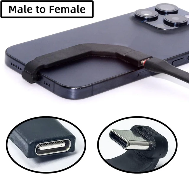 Alt view image 7 of 7 - chenyang 2.76 Inch USB C Short Flat Cable,USB 2.0 Type C Male to Female 90 Degree Angled PD 65W Fast Charge Data Extension Cable