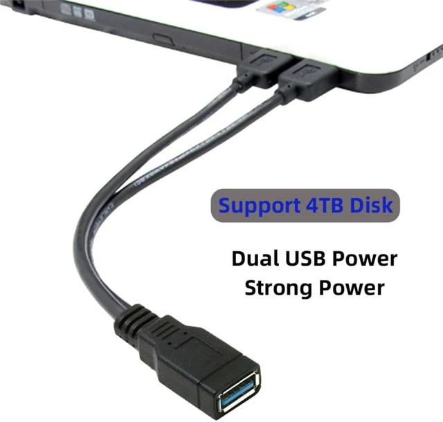 Alt view image 5 of 7 - chenyang USB 3.0 Splitter Y Cable USB 1 Female to 2 Male Extra Power Data Extension Cable for 2.5" Mobile Hard Disk