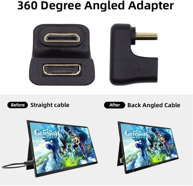 Alt view image 3 of 7 - chenyang 2 Pack Mini HDMI Male to Mini HDMI Female 8K@60Hz 4K@120Hz 180 Degree Angled Converter Connector Adapter