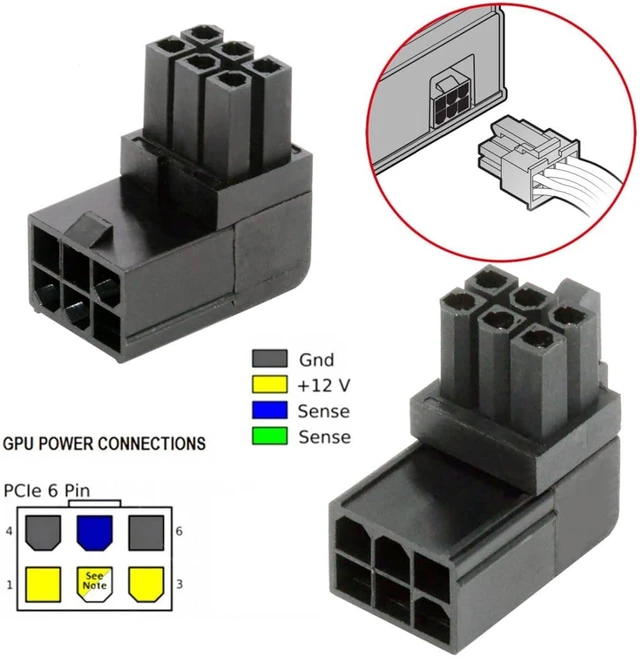 Alt view image 4 of 7 - chenyang 2 Pack ATX 6Pin 90 Degree Angled GPU Graphics Card Power Connector Adapter