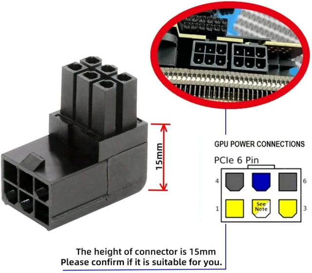Alt view image 5 of 7 - chenyang 2 Pack ATX 6Pin 90 Degree Angled GPU Graphics Card Power Connector Adapter