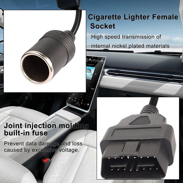 Alt view image 3 of 7 - XMSJSIY OBD2 to Cigarette Lighter Female Socket Adapter Connecter
