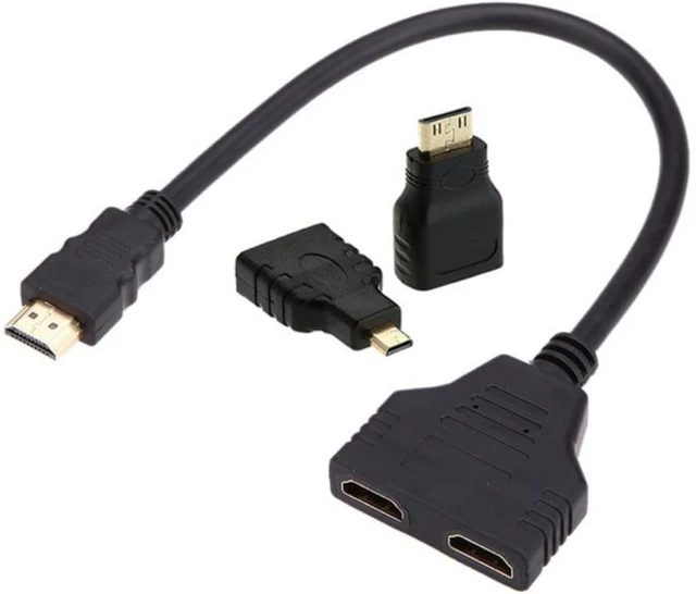 Alt view image 6 of 7 - chenyang HDMI 1 to 2 Splitter Switch Extension Cable Adapter with Micro & Mini HDMI Connector