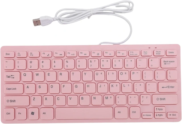 Alt view image 7 of 7 - LICAEVEY Pink Wired Keyboard, 78 Key Compact USB Computer Keyboard with Quiet Typing, Anti Slip Pads for Gaming & Work, Cute Girly Roseate Design (English Version)