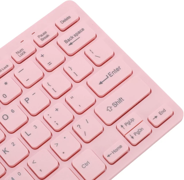 Alt view image 6 of 7 - LICAEVEY Pink Wired Keyboard, 78 Key Compact USB Computer Keyboard with Quiet Typing, Anti Slip Pads for Gaming & Work, Cute Girly Roseate Design (English Version)