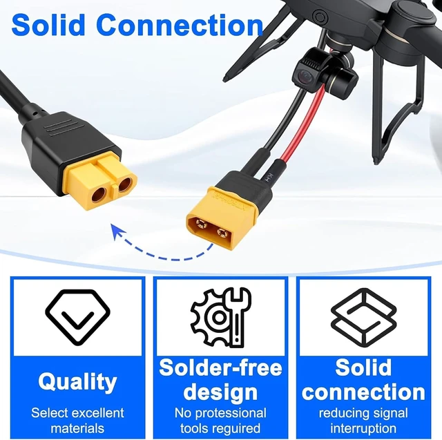 Alt view image 4 of 7 - XMSJSIY 2Pack XT60 Female to 2 Pin Solderless Screw Terminal Adapter Cable