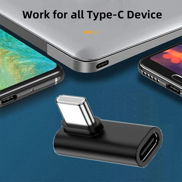 Alt view image 4 of 7 - cablecc 90 Degree Low Profile Right & Left Angled USB 3.1 Type-C Male to Female Extension Adapter for Laptop & Tablet & Phone