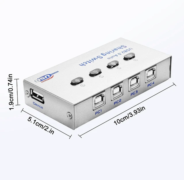 Alt view image 2 of 7 - XMSJSIY USB 2.0 Sharing Switch Selector 4 in 1 Out Printer Sharer Switcher