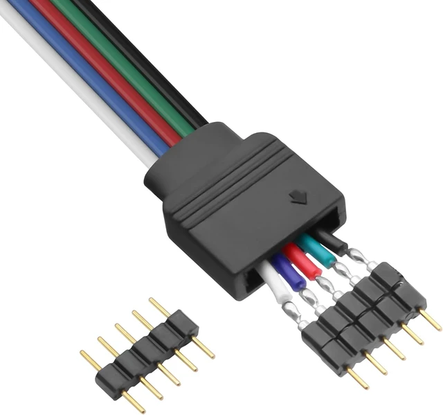 Alt view image 4 of 7 - XMSJSIY 5 PIN JST RGBW Extension Cable LED Strip Connector Wire- 3PCS