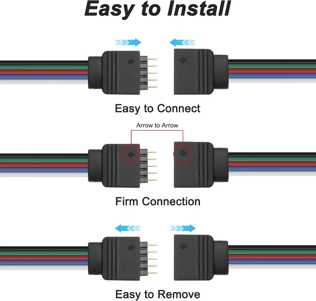 Alt view image 5 of 7 - XMSJSIY 5 PIN JST RGBW Extension Cable LED Strip Connector Wire- 3PCS