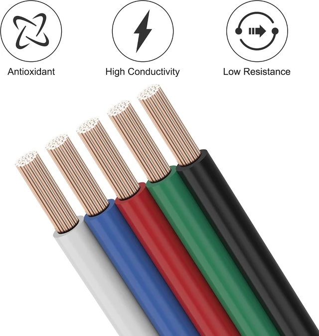 Alt view image 3 of 7 - XMSJSIY 5 PIN JST RGBW Extension Cable LED Strip Connector Wire- 3PCS