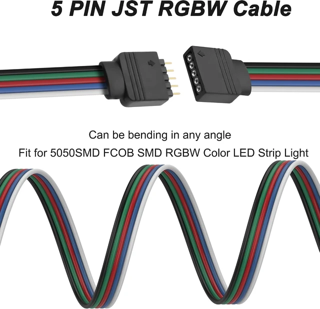Alt view image 6 of 7 - XMSJSIY 5 PIN JST RGBW Extension Cable LED Strip Connector Wire- 3PCS