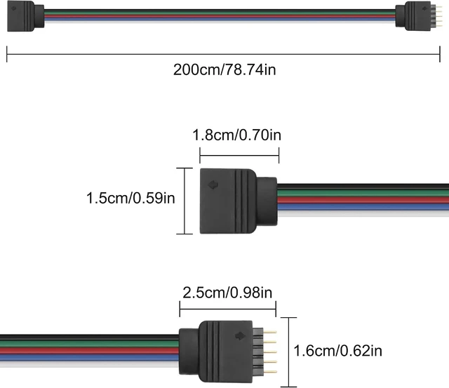 Alt view image 2 of 7 - XMSJSIY 5 PIN JST RGBW Extension Cable LED Strip Connector Wire- 3PCS